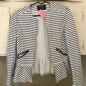 ZARA TRAFALUC STRIPPED PEPLUM BLAZER NWOT